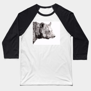 Bear Illustration with ink Baseball T-Shirt